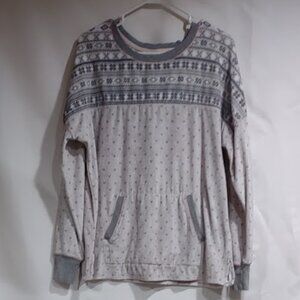 SIMPLY VERA SUPER SOFT LOUNGEWEAR SWEATSHIRT KANGAROO POUCH WINTER PRINT SIZE L